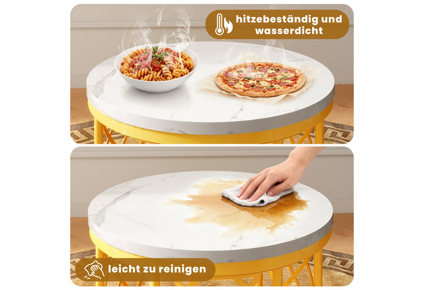 STILVORA Couchtisch Satztisch Wohnzimmertisch in Marmormuster,Herzförmiger Sofatisch – Bild 5 von 5