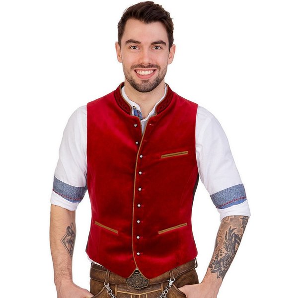 Stockerpoint Trachtenweste Trachtenweste - RICARDO - royal, dunkelrot, schwarz