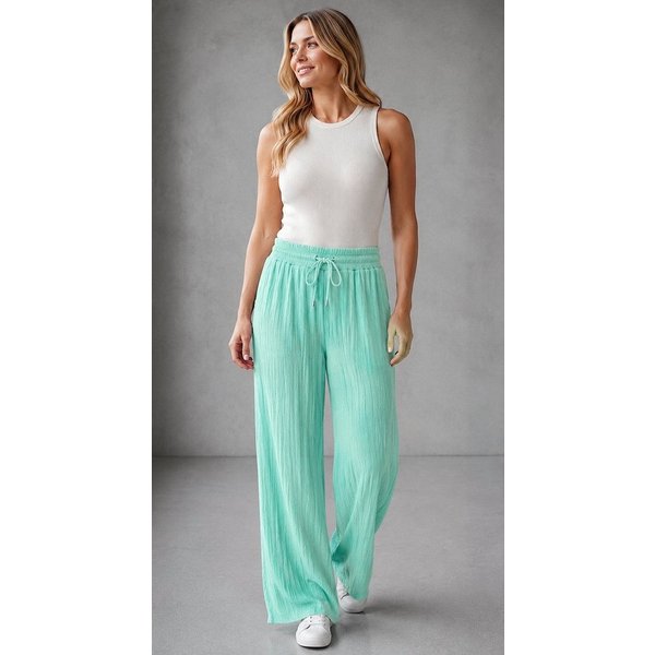 Worldclassca Stoffhose Worldclassca Crinkle-Hose Stoffhose Plissierte Weite Sommerhose Neue Kollektion - Stilvolle und gemütliche Sommer Mode für Damen