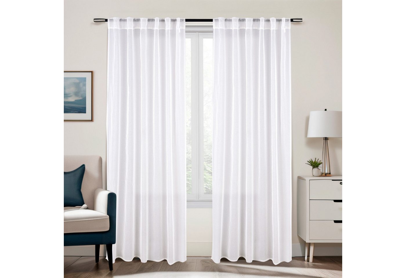 Stoffschmiede Gardine, 140x245cm, Verdeckte Schlaufe, versch. Farben, halbtransparent – Bild 5 von 5