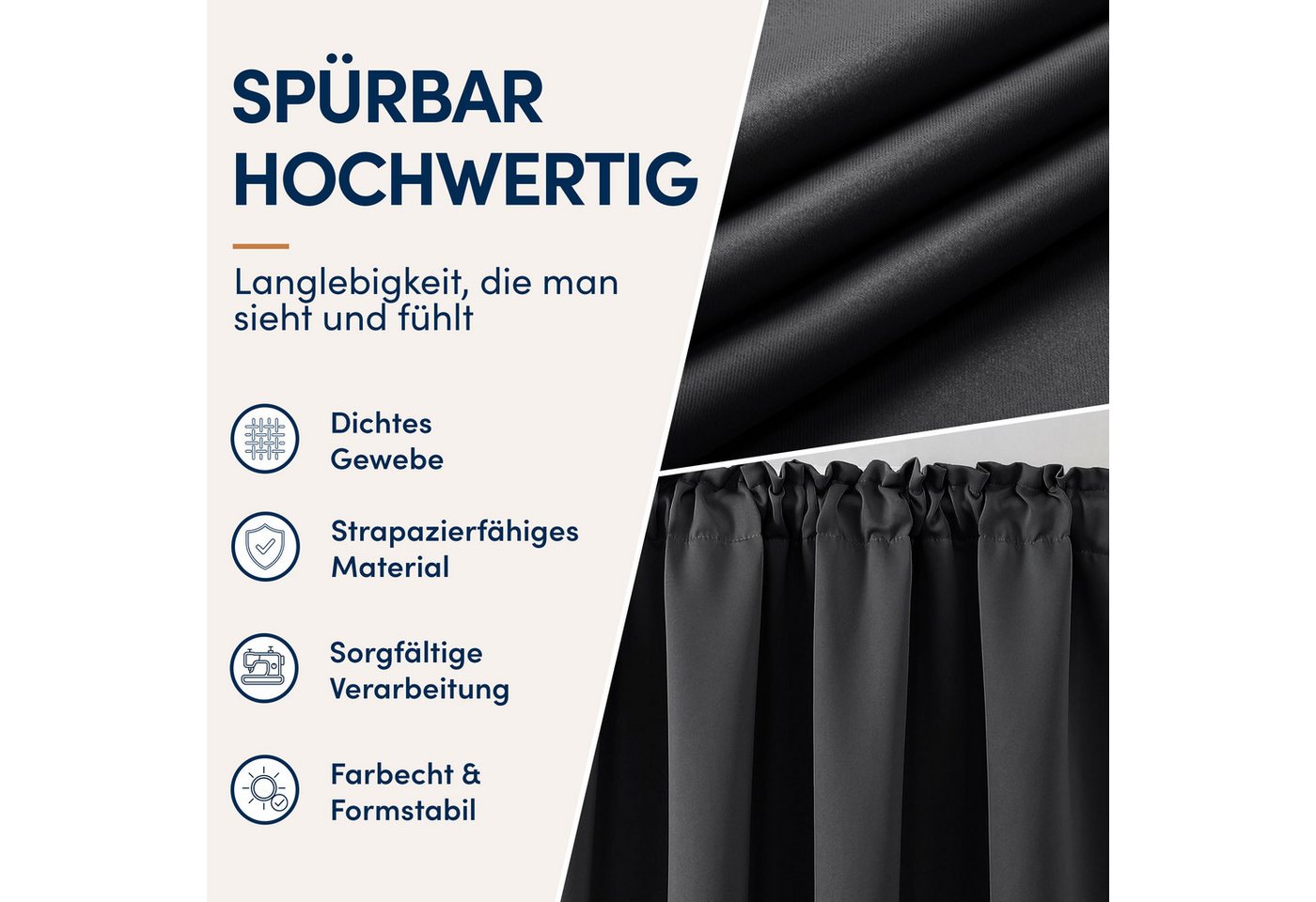 Stoffschmiede Gardine Blickdicht, mit Kräuselband, Kräuselband, abdunkelnd – Bild 3 von 5