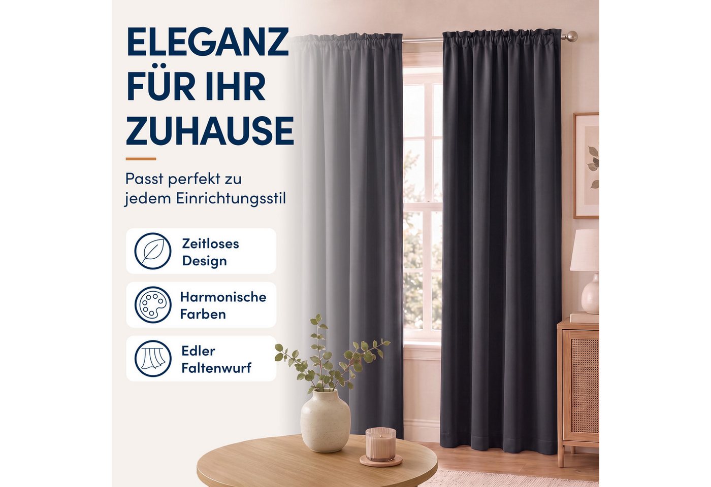 Stoffschmiede Gardine Blickdicht, mit Kräuselband, Kräuselband, abdunkelnd – Bild 4 von 5