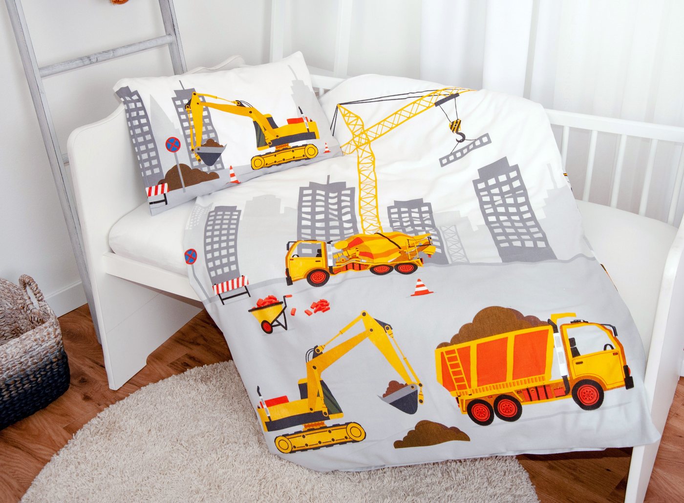 Stoffschmiede Kinderbettwäsche, Baustelle, 100x135cm & 40x60cm, Baumwolle, 100% Baumwolle – Bild 2 von 4