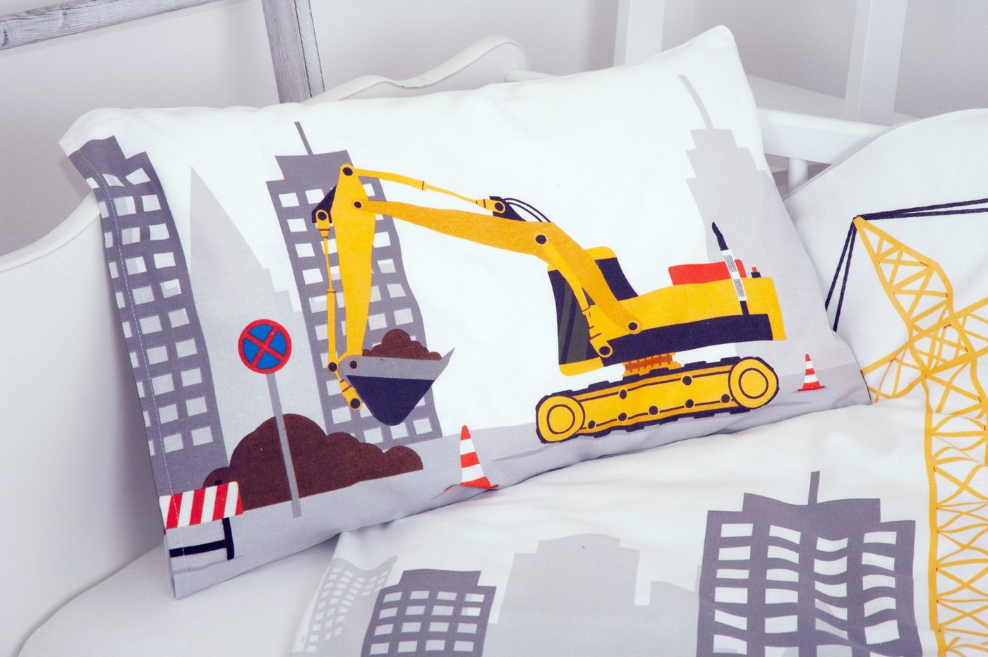 Stoffschmiede Kinderbettwäsche, Baustelle, 100x135cm & 40x60cm, Baumwolle, 100% Baumwolle – Bild 3 von 4