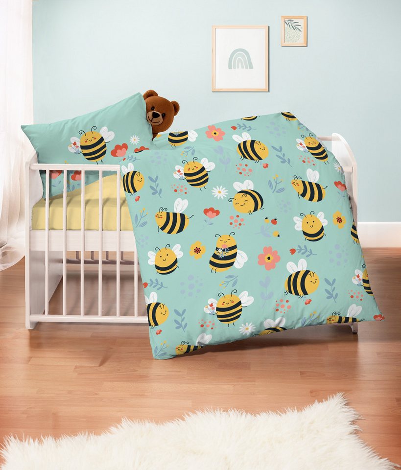 Stoffschmiede Kinderbettwäsche, 3-Teilig, Biene, Bio-Baumwolle – Bild 2 von 2