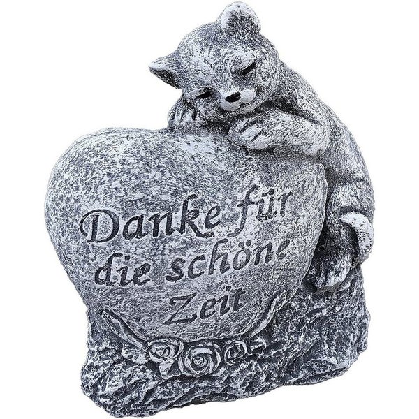 Stone and Style Gartenfigur Frostfeste Steinfigur Grabschmuck Katze "Danke für die schöne Zeit"