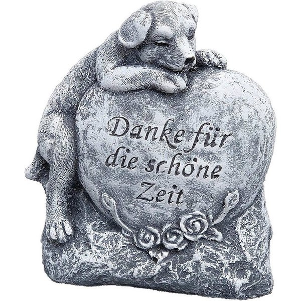 Stone and Style Gartenfigur Frostfeste Steinfigur Grabschmuck Hund "Danke für die schöne Zeit"