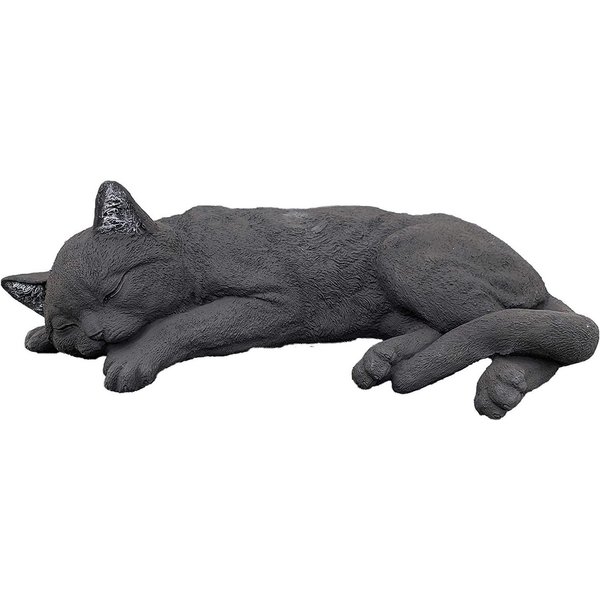Stone and Style Gartenfigur Frostfeste Steinfigur große Katze schlafend schwarz