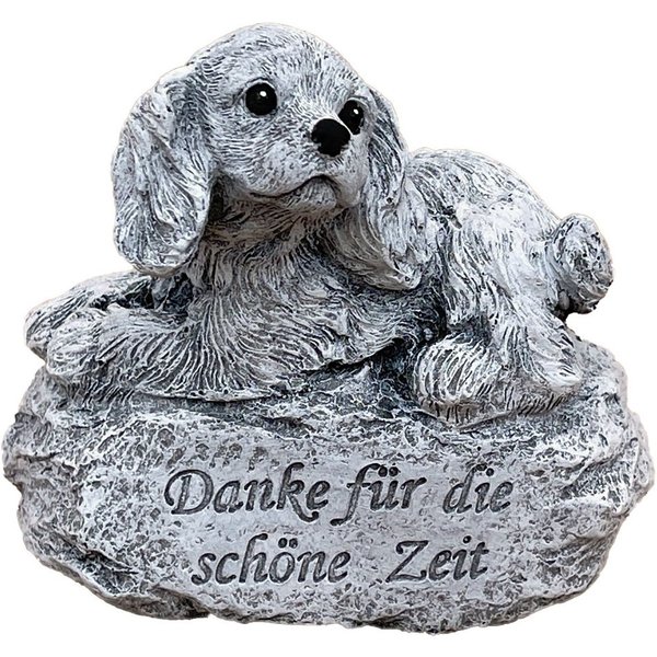 Stone and Style Gartenfigur Frostfeste Steinfigur Grabschmuck Hund "Danke für die schöne Zeit"