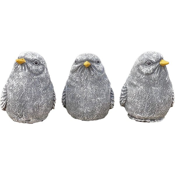 Stone and Style Gartenfigur Frostfeste Steinfiguren 3er-Set Vogel klein