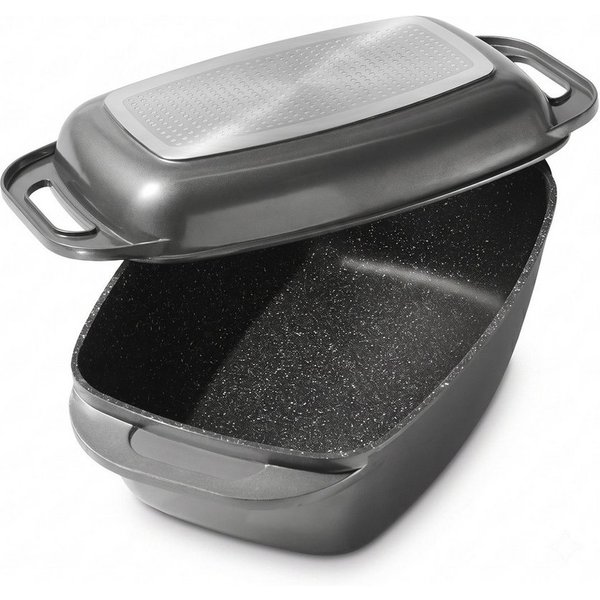 STONELINE Bräter, Aluminiumguss (2-tlg), Multifunktions-Bräter, induktionsgeeignet, Designed in Germany