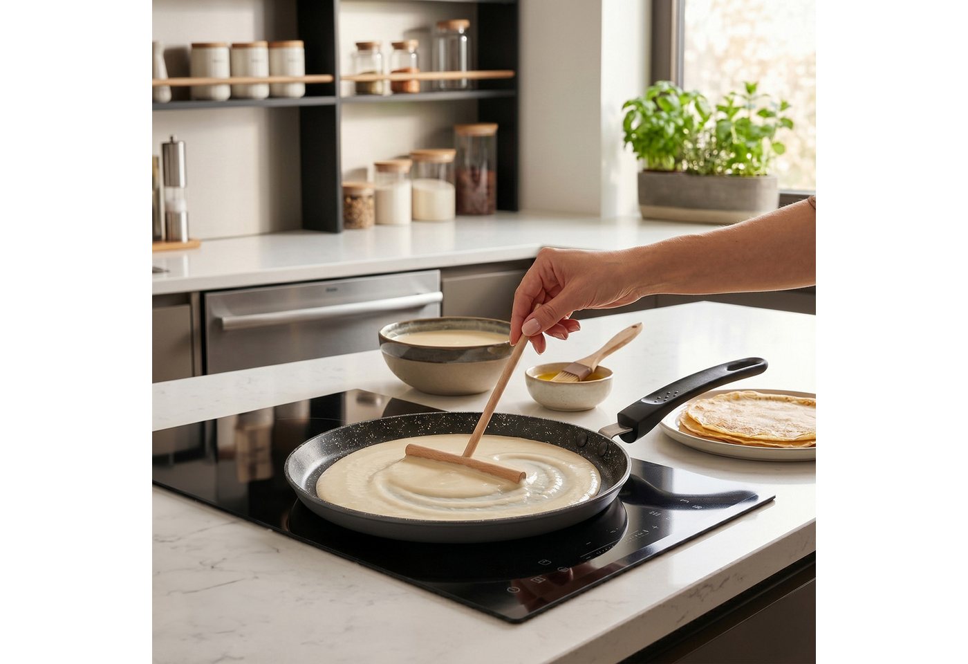 STONELINE Crêpepfanne, Aluminium (1-tlg), mit echten Steinpartikeln, induktionsgeeignet, Designed in Germany – Bild 2 von 5