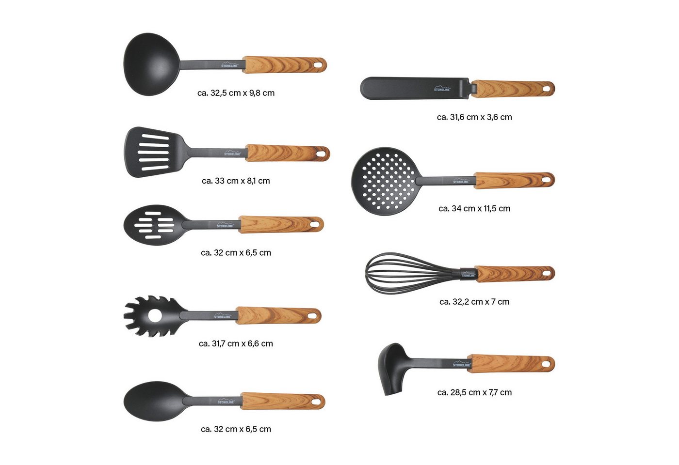 STONELINE Kochbesteck-Set (9-tlg), ideal für beschichtete Pfannen und Töpfe, Designed in Germany – Bild 2 von 5