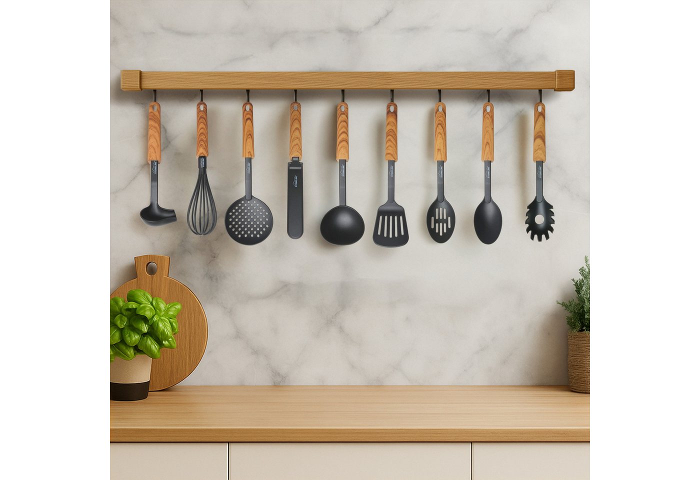 STONELINE Kochbesteck-Set (9-tlg), ideal für beschichtete Pfannen und Töpfe, Designed in Germany – Bild 4 von 5