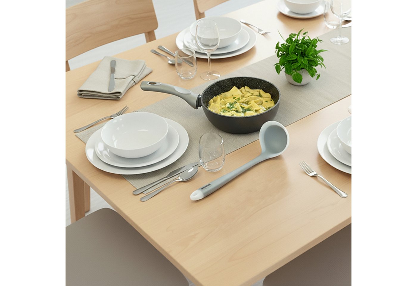 STONELINE Kochbesteck-Set Küchenhelfer-Set, 3-teilig, 1 Schaber, 1 Kochlöffel und 1 Suppenkelle (3-tlg), ideal für beschichtete Pfannen und Töpfe, Designed in G – Bild 3 von 5