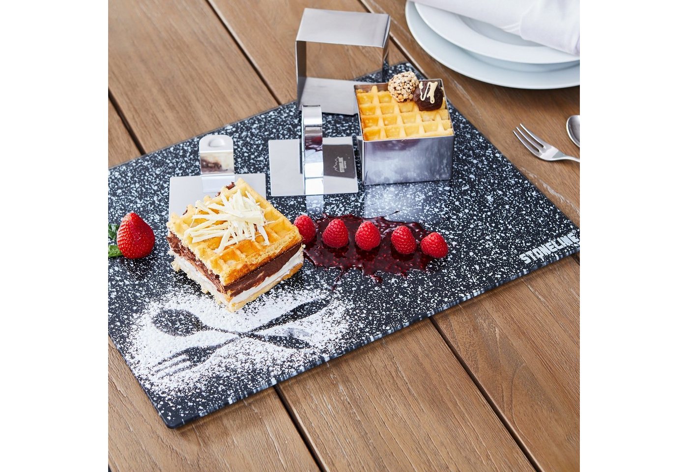 STONELINE Schneidebrett, Glas, (2-St), ideal auch als Topfuntersetzer, lebensmittelecht, bruchstabilisiert – Bild 3 von 5