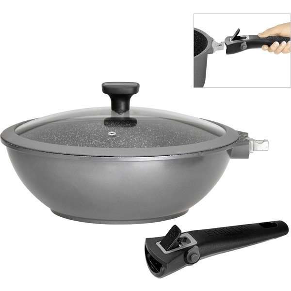 STONELINE Wok Imagination PLUS, Aluminiumguss, einzigartige Steinpartikel-Beschichtung, Ø 30 cm, Induktion
