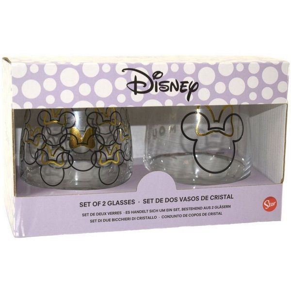 Stor Glas Disney Minnie Mouse 2 Gläser im Geschenkkarton 2er Trinkglas Set, 1-tlg., Glas, authentisches Design