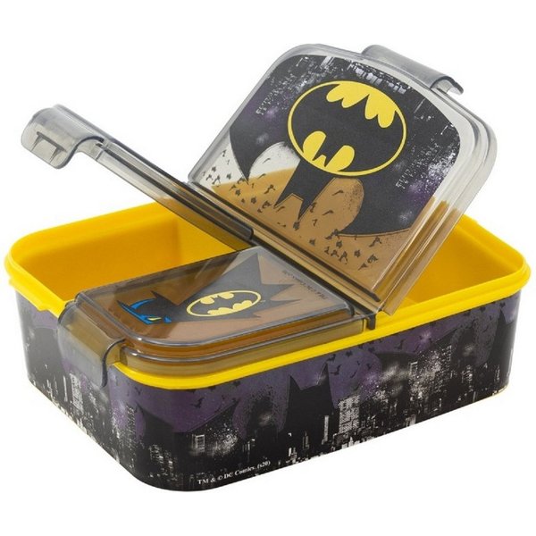 Stor Lunchbox Batman Kinder Brotdose – Lunchbox mit 3 Fächern & tollem Design, (Lebensmittelbox, 1x Dose, 3x Fächern), Brotzeitdose