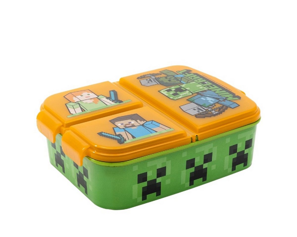 Stor Lunchbox Minecraft Kinder Brotdose – Lunchbox mit 3 Fächern & tollem Design, (Essen Aufbewahrung, 1x Deckel, 1x Brotdose), Brotdose – Bild 2 von 3