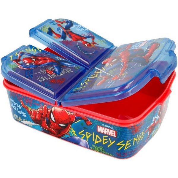 Stor Lunchbox Spiderman Kinder Brotdose – Lunchbox mit 3 Fächern & tollem Design, (Einteilig), Brotzeitdose