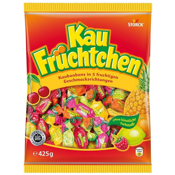 STORCK Süßigkeit, Storck Kau Früchtchen Kaubonbons in 5 Geschmacksrichtungen 425g