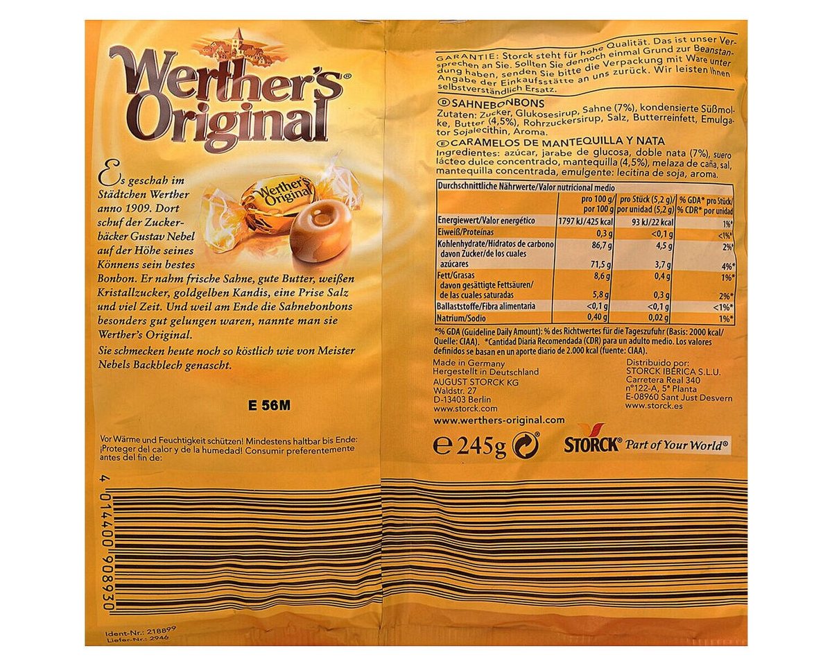 STORCK Süßigkeit Werther’s Original, Sahnebonbons, 245 g – Bild 2 von 2