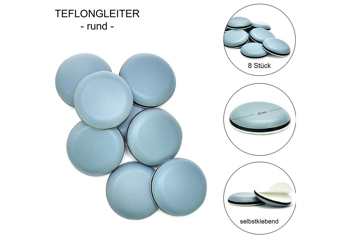 store HD Möbelfuß selbstklebende Möbelgleiter 30mm - 8 Stück, (8-St) – Bild 2 von 5
