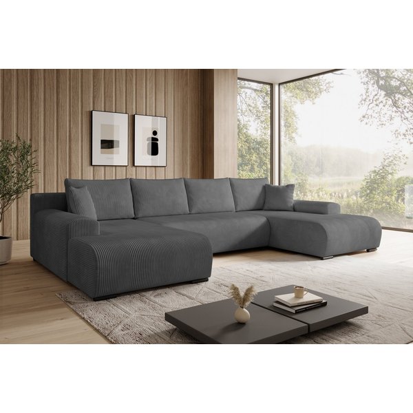 storez24 Ecksofa Ellen U, mit Bettkasten und Schlaffunktion, Cordstoff, U-Form, bequem