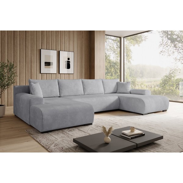 storez24 Ecksofa Ellen U, mit Bettkasten und Schlaffunktion, Cordstoff, U-Form, bequem