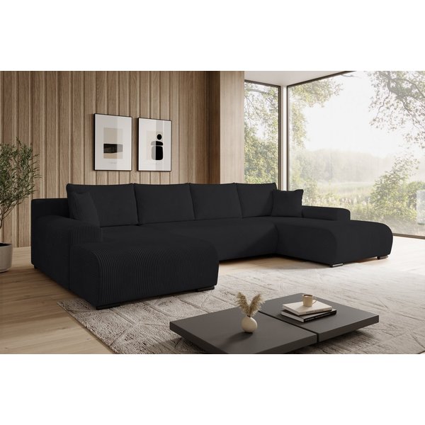 storez24 Ecksofa Ellen U, mit Bettkasten und Schlaffunktion, Cordstoff, U-Form, bequem