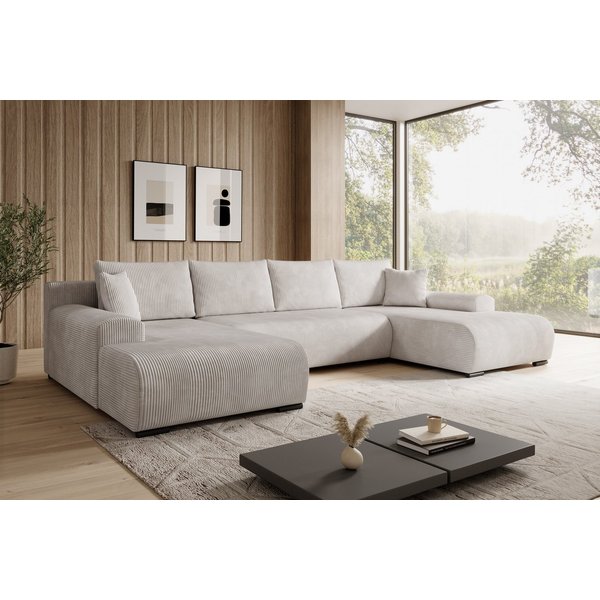 storez24 Ecksofa Ellen U, mit Bettkasten und Schlaffunktion, Cordstoff, U-Form, bequem