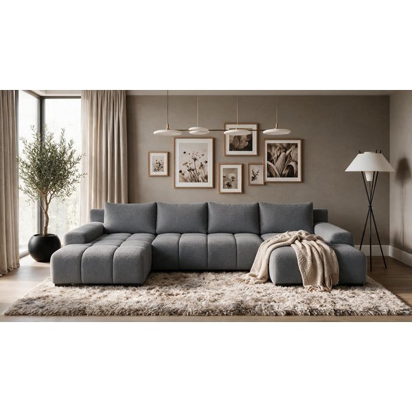 storez24 Ecksofa Ovia U, mit Bettkasten und Schlaffunktion, U-Form, bequem
