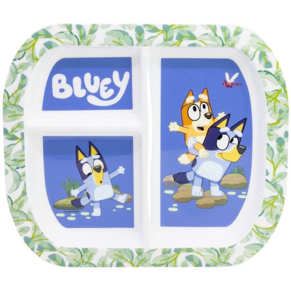 Storline Frühstücksteller Bluey rechteckig Teller mit 3 Fächern, Mikrowellengeeignet