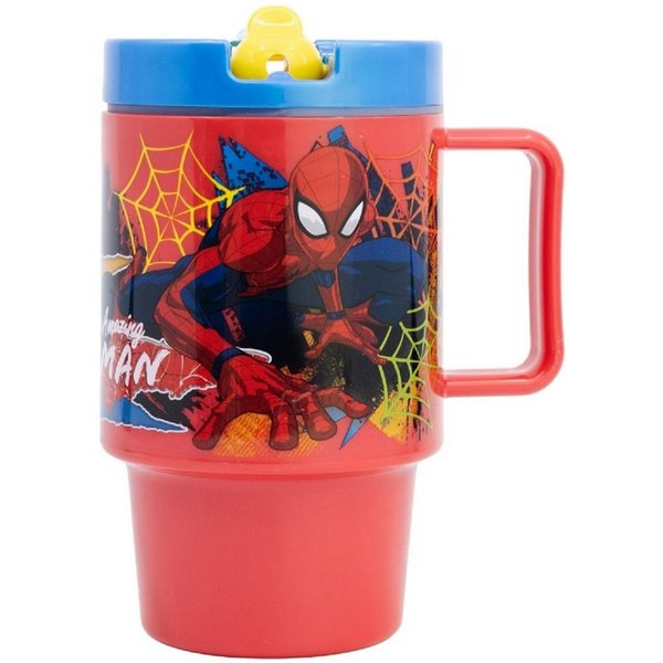 Storline Trinkflasche Spiderman Mikrowellengeeigneter Kunststoffbecher 530 ml Schraubdeckel