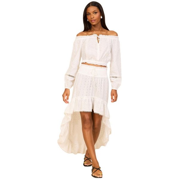 LIPSY Strandkleid Lipsy Oberteil, Bardot-Ausschnitt + Lochstickerei (1-tlg)
