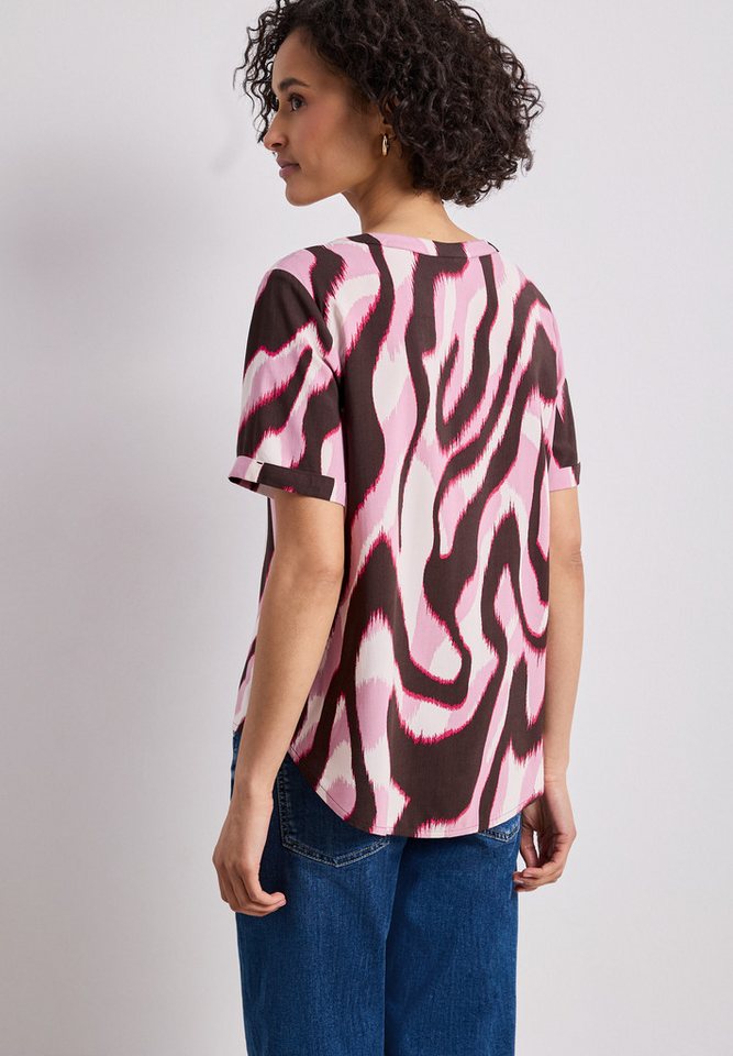STREET ONE Kurzarmbluse mit geschlitztem Rundhalsausschnitt – Bild 2 von 5