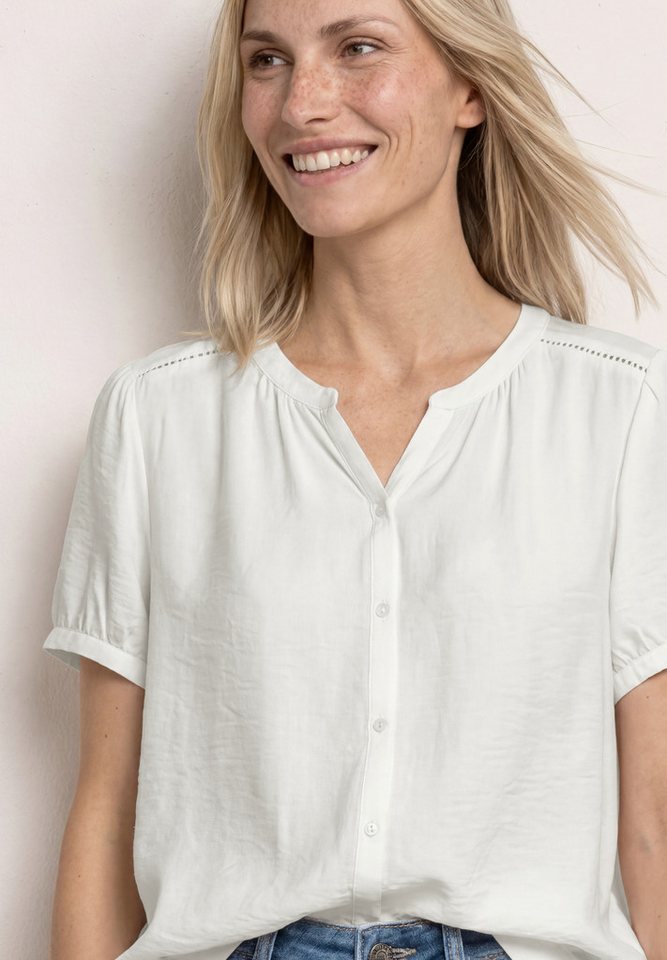 STREET ONE Kurzarmbluse Sommerbluse mit Split Neck und Knöpfen – Bild 3 von 5