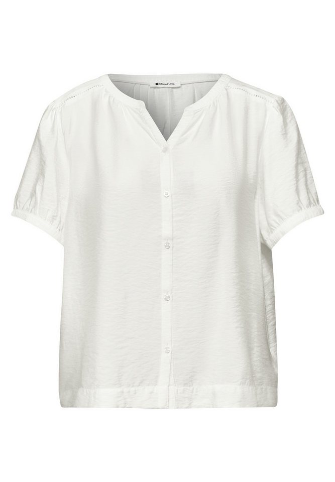 STREET ONE Kurzarmbluse Sommerbluse mit Split Neck und Knöpfen – Bild 4 von 5