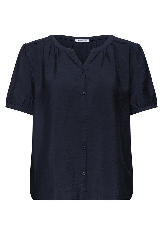 STREET ONE Kurzarmbluse Sommerbluse mit Split Neck und Knöpfen – Bild 3 von 5