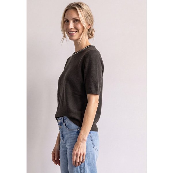 STREET ONE Kurzarmpullover mit Kontrastdetail