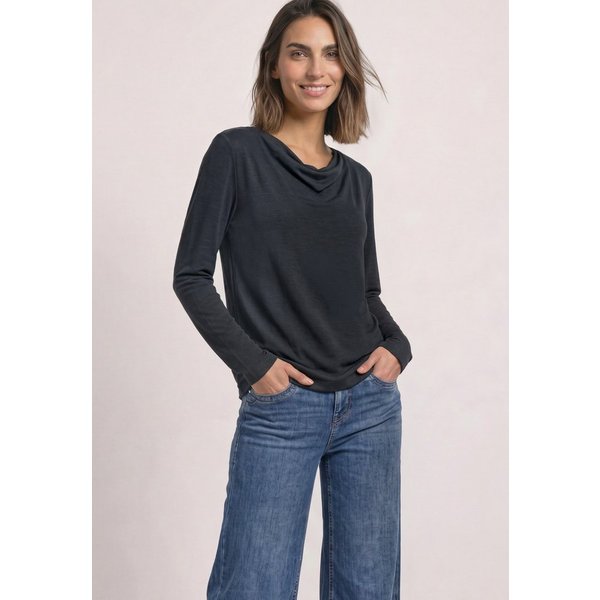 STREET ONE Langarmshirt mit Wasserfallausschnitt
