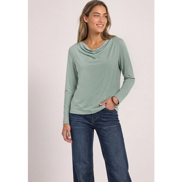 STREET ONE Langarmshirt mit Wasserfallausschnitt