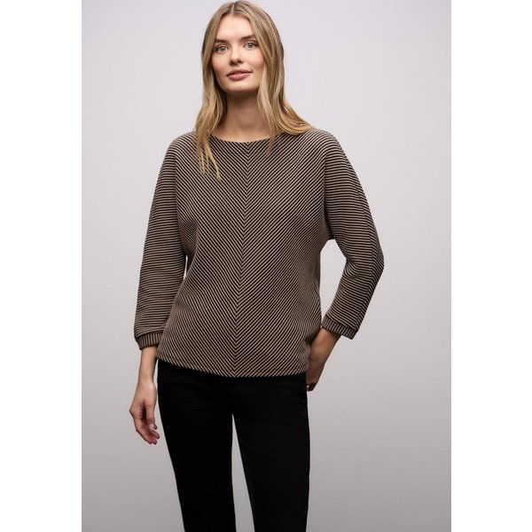 STREET ONE Strickpullover 3/4-Arm mit Two-Tone-Effekt und feinem Strukturmuster