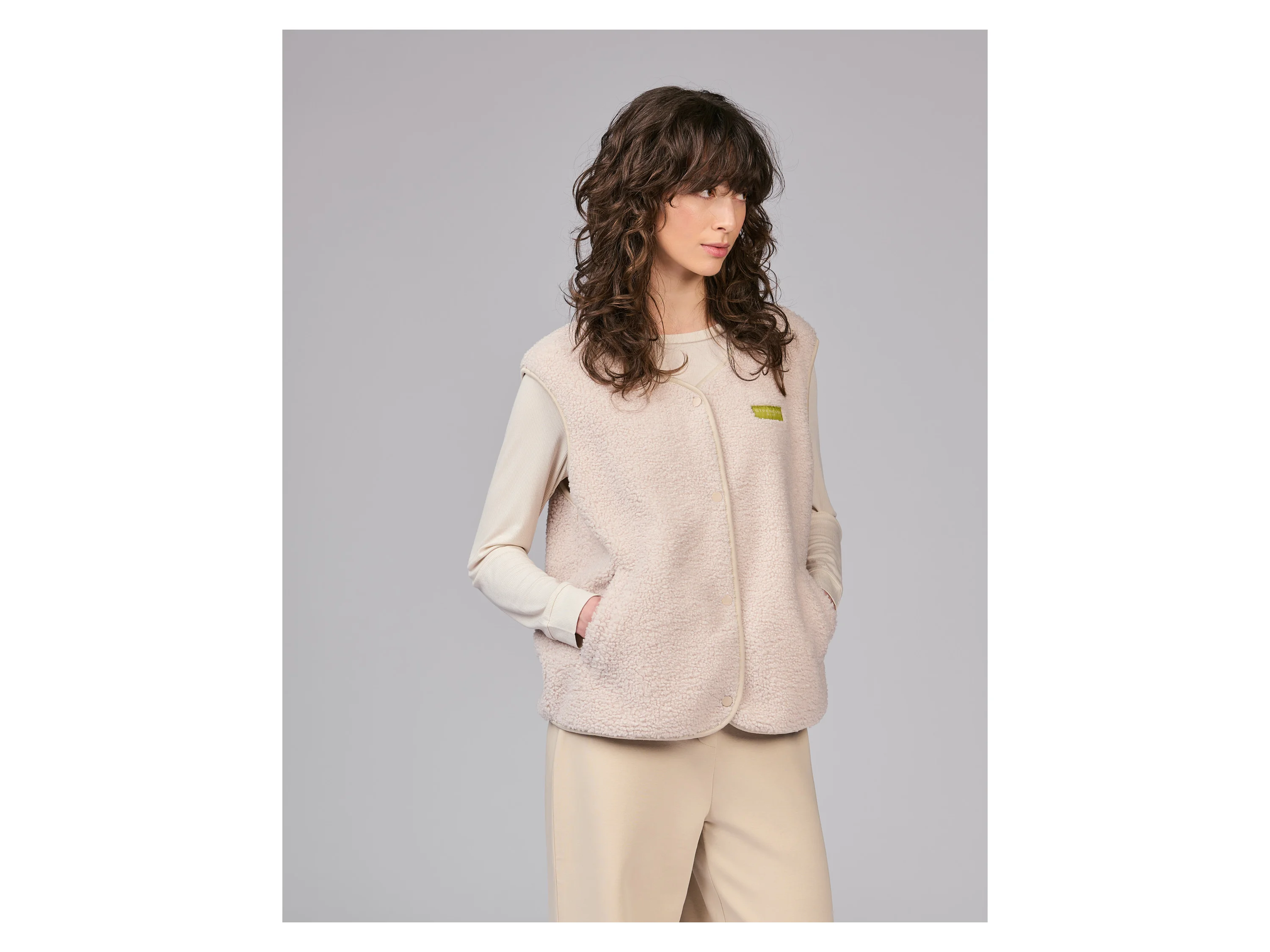 STRENESSE BLUE Damen Sherpafleece Weste (Beige, L) – Bild 2 von 4