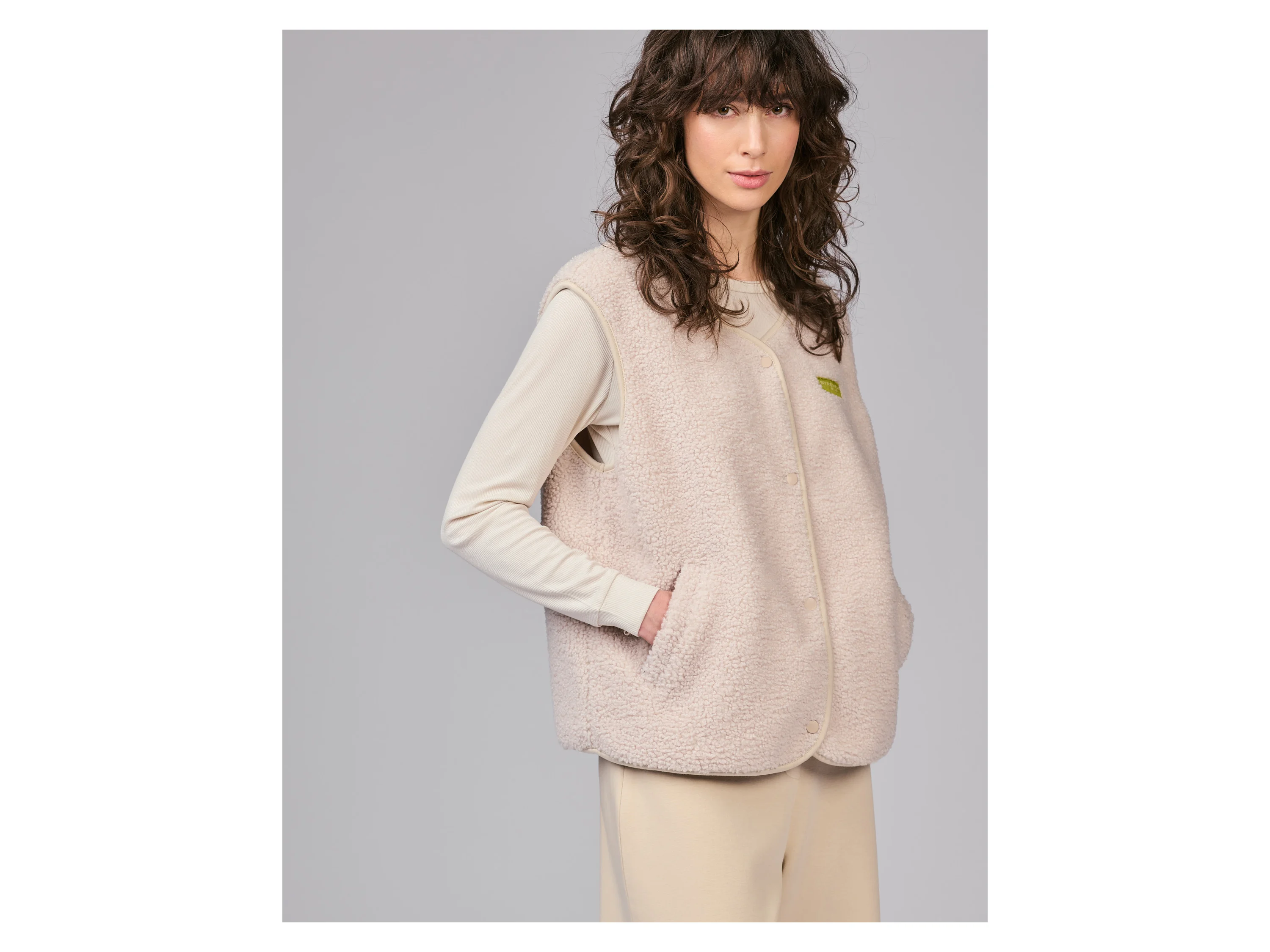 STRENESSE BLUE Damen Sherpafleece Weste (Beige, L) – Bild 3 von 4