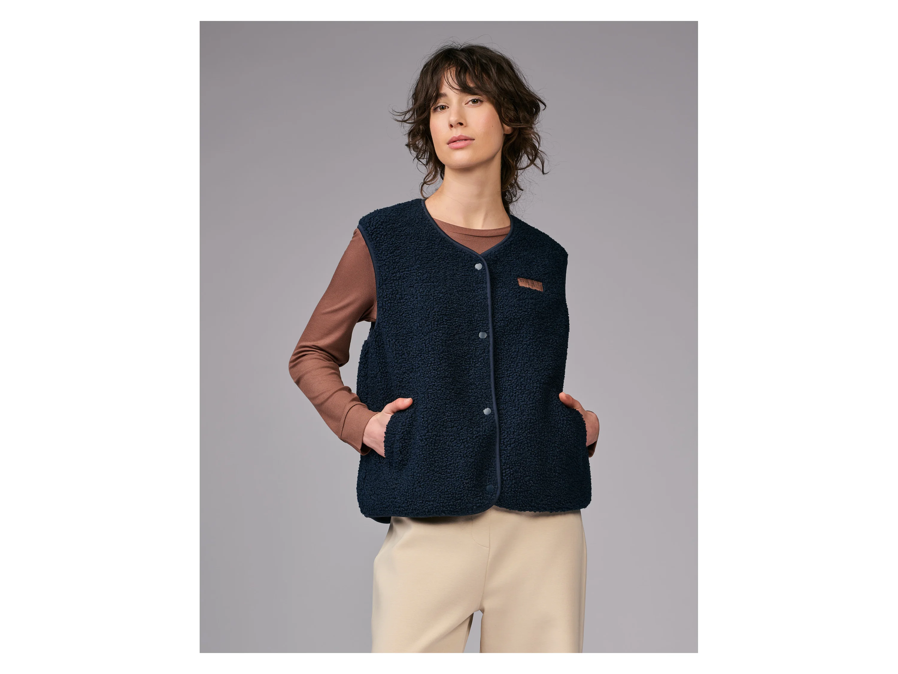 STRENESSE BLUE Damen Sherpafleece Weste (Navy, M) – Bild 2 von 3
