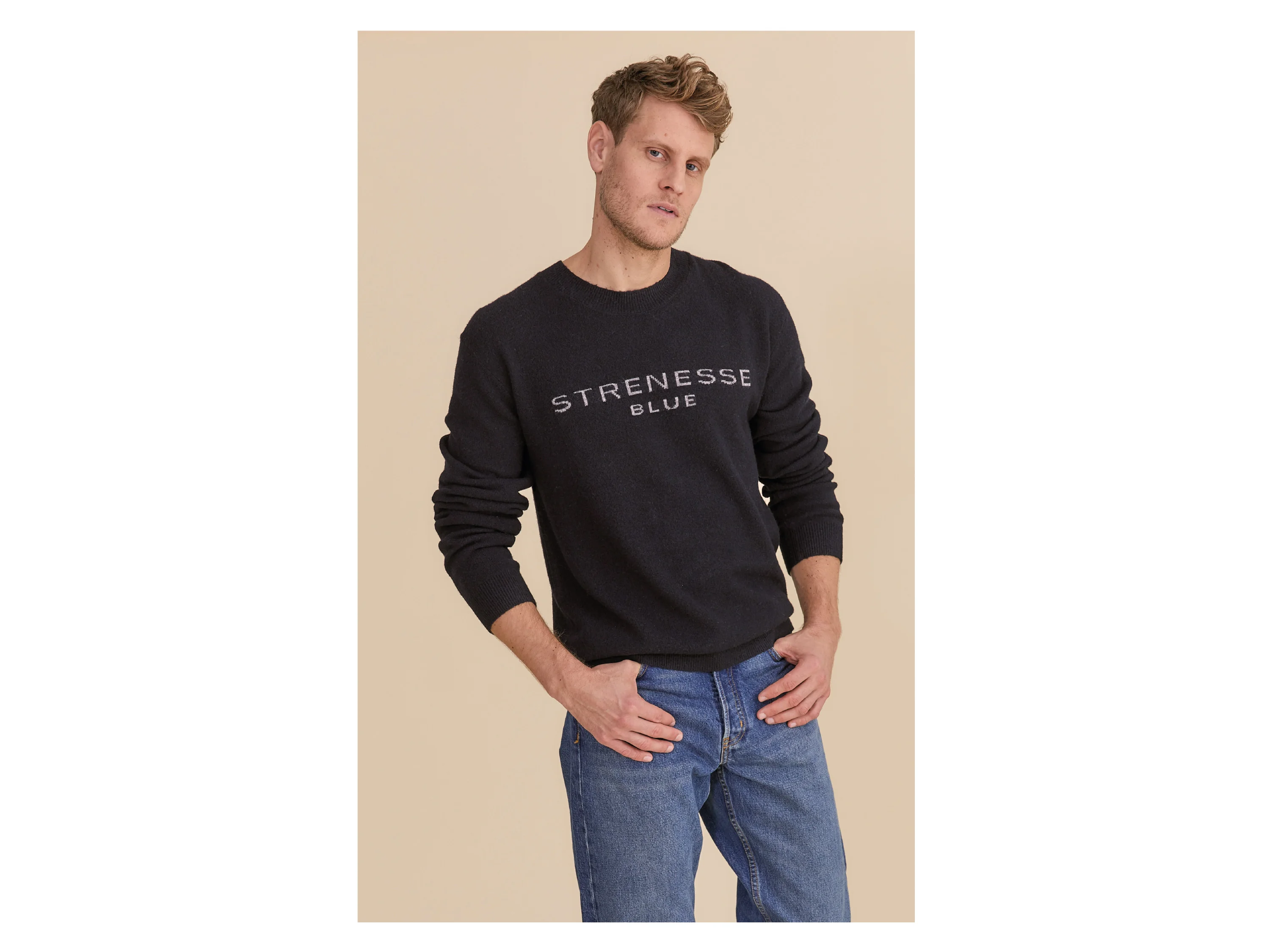 STRENESSE BLUE Herren Strickpullover (Schwarz, XL) – Bild 2 von 4