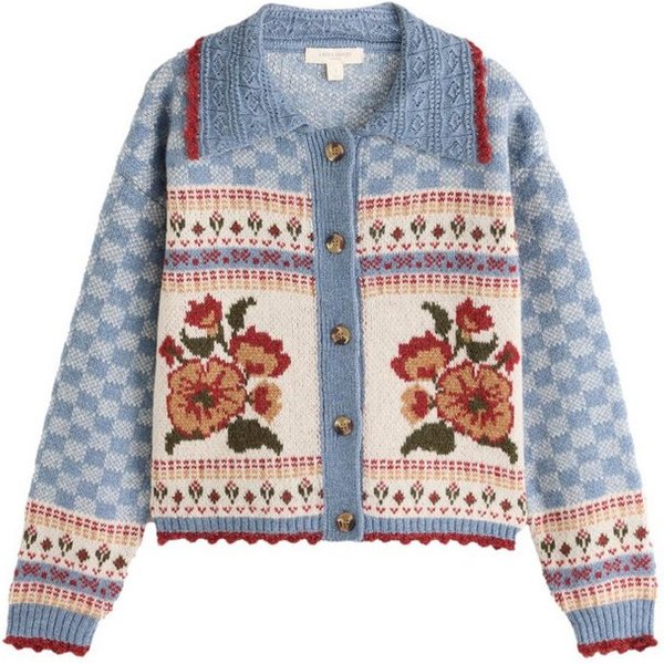 LAURA ASHLEY Strickjacke Laura Ashley Strickjacke mit floralem Muster (1-tlg)
