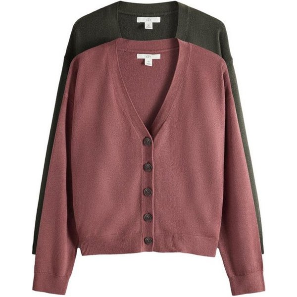 The Set Strickjacke The Set Strickjacken mit V-Ausschnitt, 2er-Pack (2-tlg)